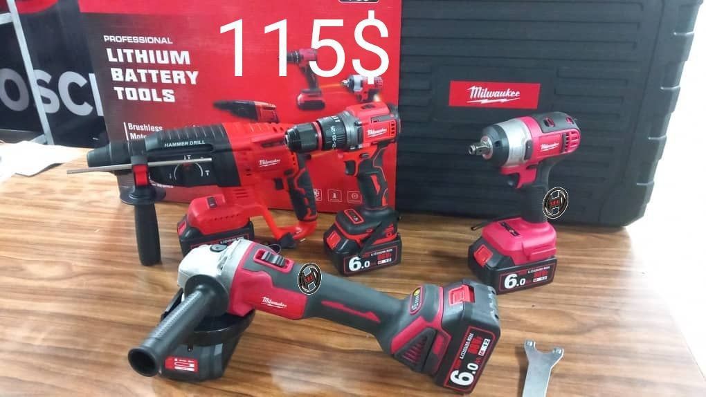 بكج  من 4 قطع مثقب SDS ومثقب شد مشد عزق وجلخ